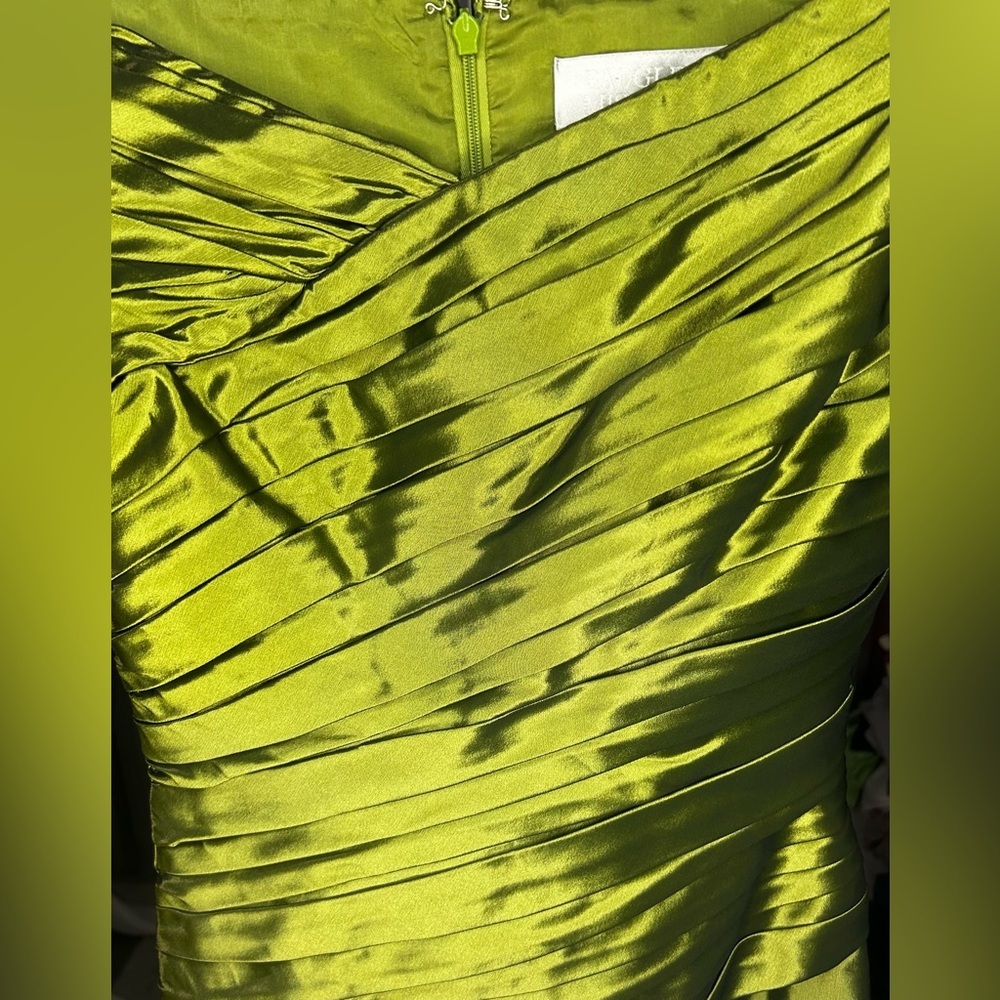 Women’s Badgley Mischka Vintage Green Long Maxi Polyester Designer Dress Size 8 - Picture 4 of 5